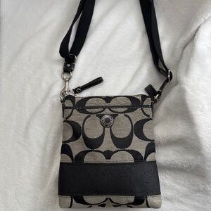 Coach Signature Stripe Swingpack Crossbody Bag EUC